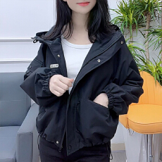 批发官图  小个子连帽短款风衣外套女2026秋季新款宽松夹克<b class='q'>棒球</b>服上衣