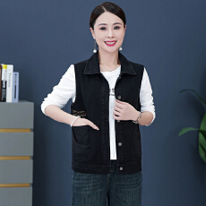批发官图  休闲短款无袖牛仔马甲女士2025秋季新款小个子减龄外套上衣