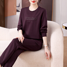 批发官图  高含棉圆领卫衣<b class='q'>运动服</b>套装女士2026秋季新款宽松<b class='q'>显瘦</b>两件套
