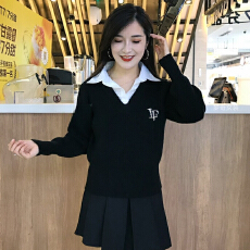 批发官图 <b class='q'>假两件</b>polo领长袖<b class='q'>衬衫</b>女2026年秋季新款小个子拼接针织上衣