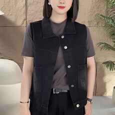 批发官图  高含棉小个子开衫牛仔马甲女2026秋季新款减龄气质显瘦上衣