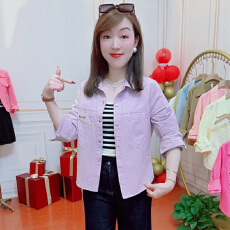 批发官图  纯棉慵懒风纯色衬衫外套女2026年<b class='q'>秋</b>季新款小众遮肉夹克上衣