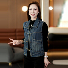 批发官图  高含棉韩版潮流牛仔马甲女2026秋季新款高级感遮肉开衫上衣