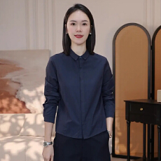 批发官图  时尚简约纯色翻领长袖衬衫2026初<b class='q'>秋</b>新款洋气百搭通勤衬衣潮
