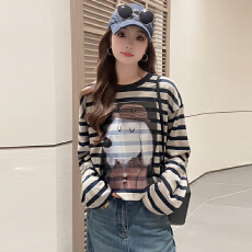 批发官图  高含棉松弛感百搭遮肉长袖t恤女2025秋季新款韩版减龄上衣