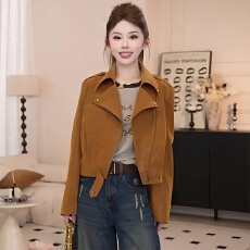 批发官图  机车风时髦气质夹克长袖<b class='q'>皮衣</b><b class='q'>女</b>2025秋季新款设计感开衫外套