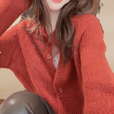 批发官图  2025秋季<b class='q'>韩版</b>极简风长袖针织毛衣女小个子别致百搭开衫外套