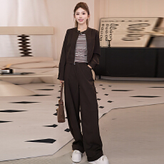 批发官图  洋气减龄<b class='q'>套装</b>女2025秋季新款圆领拉链外套高腰长裤两件套潮