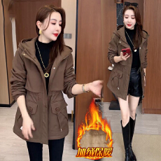 批发官图  加绒加厚连帽派克服女2025冬季新款洋中长款<b class='q'>妈妈</b>装保暖外套