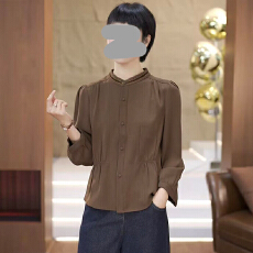 批发官图  简约纯色衬衫女2025秋季新款洋气减龄收腰休闲百搭<b class='q'>长袖</b>上衣