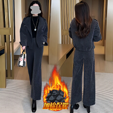 批发官图  职业风时尚百搭套装女2025冬季新款修身开衫外套长裤两件套