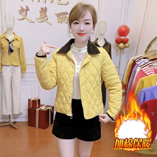 批发官图  加绒加厚棉服女2025冬季新款洋气显瘦百搭保暖长袖开衫外套