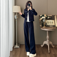 批发官图  高含棉时尚休闲套<b class='q'>装</b><b class='q'>女</b>2025秋冬新款高级感气质休闲裤两件套