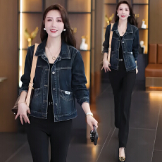 批发官图  高含棉小个子复古长袖加绒<b class='q'>牛仔</b>外套女2025秋冬新款开衫上衣