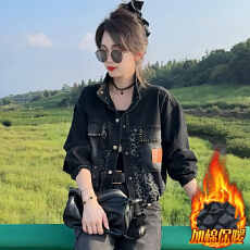 批发官图  高含棉美式复古潮流牛仔短外套女2025冬季<b class='q'>新款</b>小众<b class='q'>夹克</b>上衣