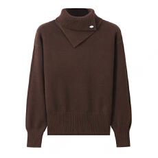 批发官图  设计感翻领毛衣女2025秋冬新款时尚洋气纯色百搭长袖针织衫