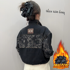 批发官图  高含棉立领<b class='q'>牛仔</b>短外套女2025秋冬季新款慵懒风加厚夹克上衣