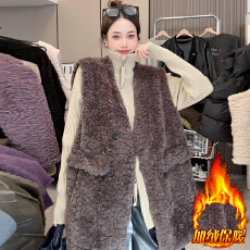 批发官图  小香风爆款洋气无袖马甲女2025冬季中长款洋气宽松背心外套