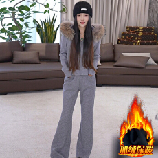 批发官图  气质百搭高级感套装女2025<b class='q'>冬</b>季新款连帽外套阔腿裤两件套潮