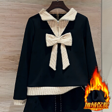 批发官图  高含棉2025<b class='q'>冬</b>季新款休闲风套装翻领花朵上衣半身裙两件套女