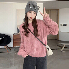 批发官图  韩系氛围感套<b class='q'>装</b><b class='q'>女</b>2025秋冬季新款套头圆领毛衣高腰裤两件套