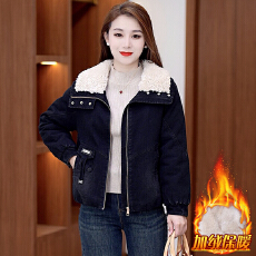 批发官图  高含棉欧货时髦撞色翻领牛仔外套女2025冬季新款百搭上衣潮