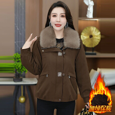 批发官图  韩版休闲风短款棉服外套女2025冬季新款加绒加厚夹克上衣潮