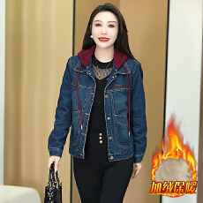 批发官图  韩版潮流设计感牛仔<b class='q'>外套女</b>2025冬季新款加绒保暖中年<b class='q'>妈妈</b>装