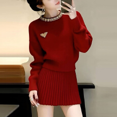 批发官图  2026春秋新款潮流时尚套装女高级感针织毛衣半身裙两件套潮