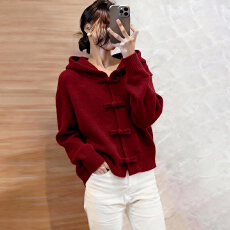 批发官图  法式轻奢高级感连帽长袖针织衫女2026春<b class='q'>秋</b>新款本命年毛衣潮