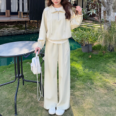 批发官图  休闲老钱风纯色套装<b class='q'>女</b>2026春秋<b class='q'>新款</b>套头长袖卫衣长裤两件套