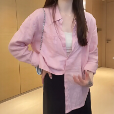 批发官图  <b class='q'>韩</b>系松弛慵懒<b class='q'>风</b>长袖衬衫女2026春秋新款纯色单排扣休闲上衣