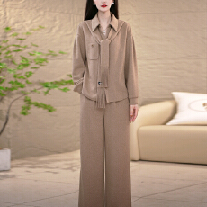 批发官图  洋气年轻<b class='q'>妈妈</b><b class='q'>套装</b>女2026春秋新款高级感上衣阔腿长裤两件套