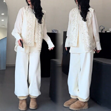 批发官图  洋气减龄套装女2026春季新款百搭<b class='q'>打底</b>衫马夹阔腿裤三件套潮