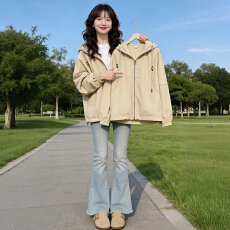 批发官图  韩版减龄小众设计长袖风衣女2026春秋新款连帽洋气<b class='q'>百搭</b>外套