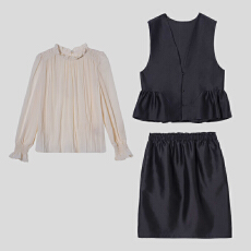 批发官图  通勤风休闲套装女2026春秋新款超好看<b class='q'>衬衫</b>马甲半身裙三件套