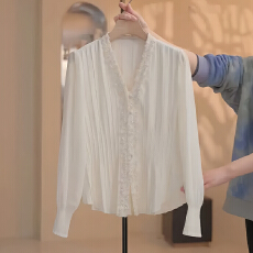 批发官图  刺绣蕾丝花边法式<b class='q'>衬衫</b>2026春季新款洋气百搭<b class='q'>长袖</b>宽松上衣女
