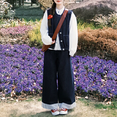 批发巨好看高级感套装女2026年春秋新款复古牛仔外套<b class='q'>衬衫</b>阔腿裤三件套