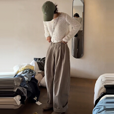 批发官图  休闲通勤风套装女2026春秋季新款百搭短款上衣阔腿裤两件套