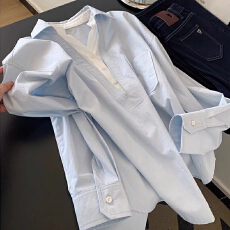批发官图   通勤风假两件长袖<b class='q'>衬衫</b>女2026春秋新款设计感宽松显瘦上衣