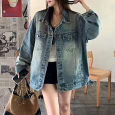 批发官图  美式复古水洗牛仔外套女2026春秋新款宽松<b class='q'>休闲</b>百搭<b class='q'>夹克</b>上衣