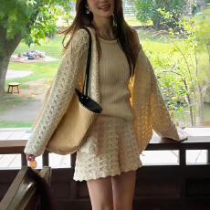 批发官图  休闲运动套装女2026春<b class='q'>秋</b>季新款针织开衫外套短裤背心三件套