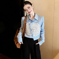批发官图  不规则蕾丝拼接设计感长袖<b class='q'>衬衫</b>女2026春季新款通勤百搭上衣