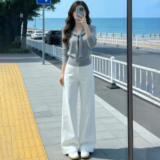 批发官图  2026春秋季新款高级感针织衫上衣牛仔裤时尚休闲套装两件套