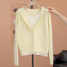 批发官图  通勤风连帽长袖针织衫2026春秋新款设计感时尚减龄条纹上衣