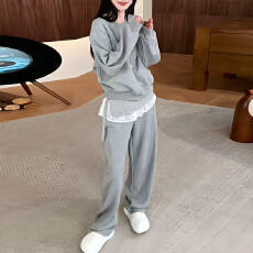 批发官图  高含棉巨好看套装女2026春<b class='q'>秋</b>新款休闲套头上衣阔腿裤两件套