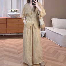 批发官图  2026夏季新款中式套<b class='q'>装</b>女印花长袖宽松上衣高腰阔腿<b class='q'>裤</b><b class='q'>两件套</b>