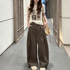 批发官图  2026夏季新款时尚休闲套装<b class='q'>女</b>印花圆领短袖宽松阔腿裤<b class='q'>两件</b>套