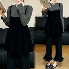 批发官图  通勤风套装女2026初秋<b class='q'>新款</b>长袖宽松上衣黑色<b class='q'>吊带</b>长裤三件套