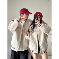 批发冬季街头vibe美式棒球服卫衣夹克<b class='q'>男</b>字母刺绣撞色情侣加绒外套